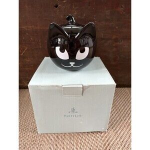 PartyLite Sly Black Cat Candle Holder Ceramic Halloween P90510